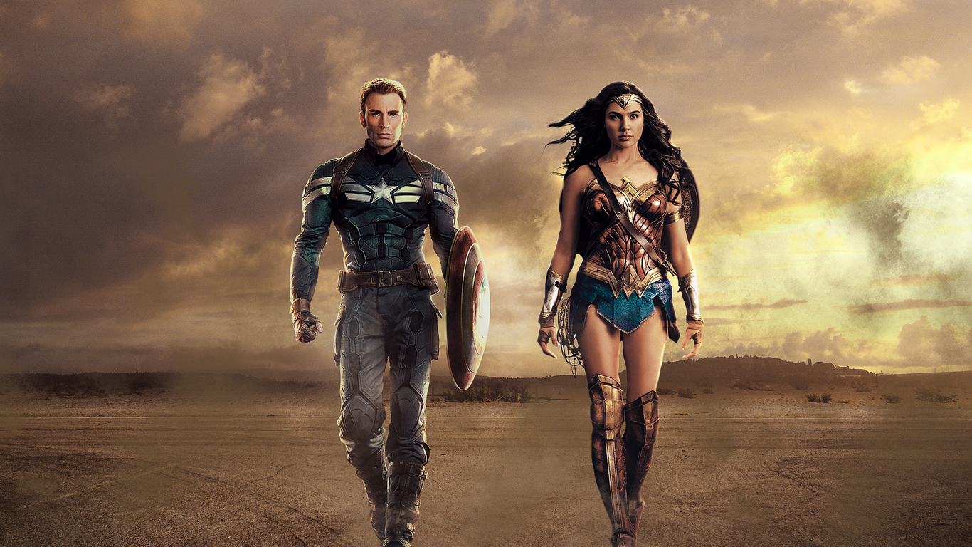 Captain America And Wonder Woman 1366x768 Resolution HD 4k Wallpaper, Image, Background, Photo and Picture