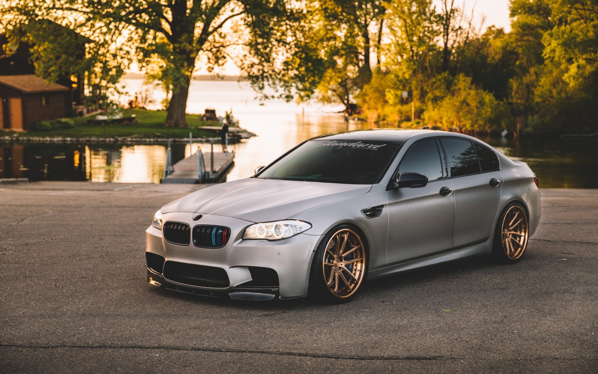 Download wallpaper BMW M F exterior, gray matt M tuning F bronze wheels, M package, German cars, BMW for desktop with resolution 1920x1200. High Quality HD picture wallpaper