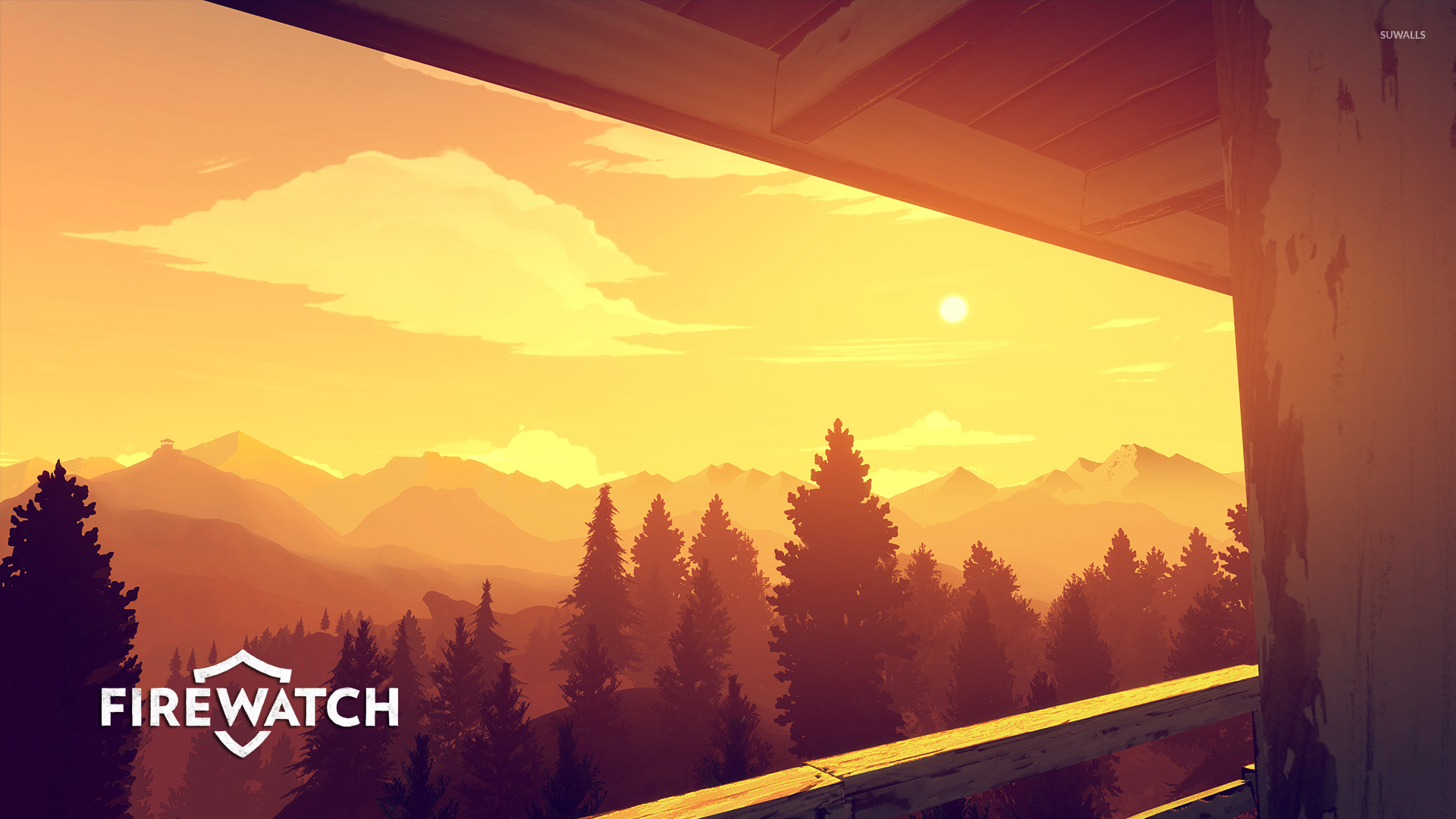 The view from the fire lookout tower in Firewatch wallpaper wallpaper