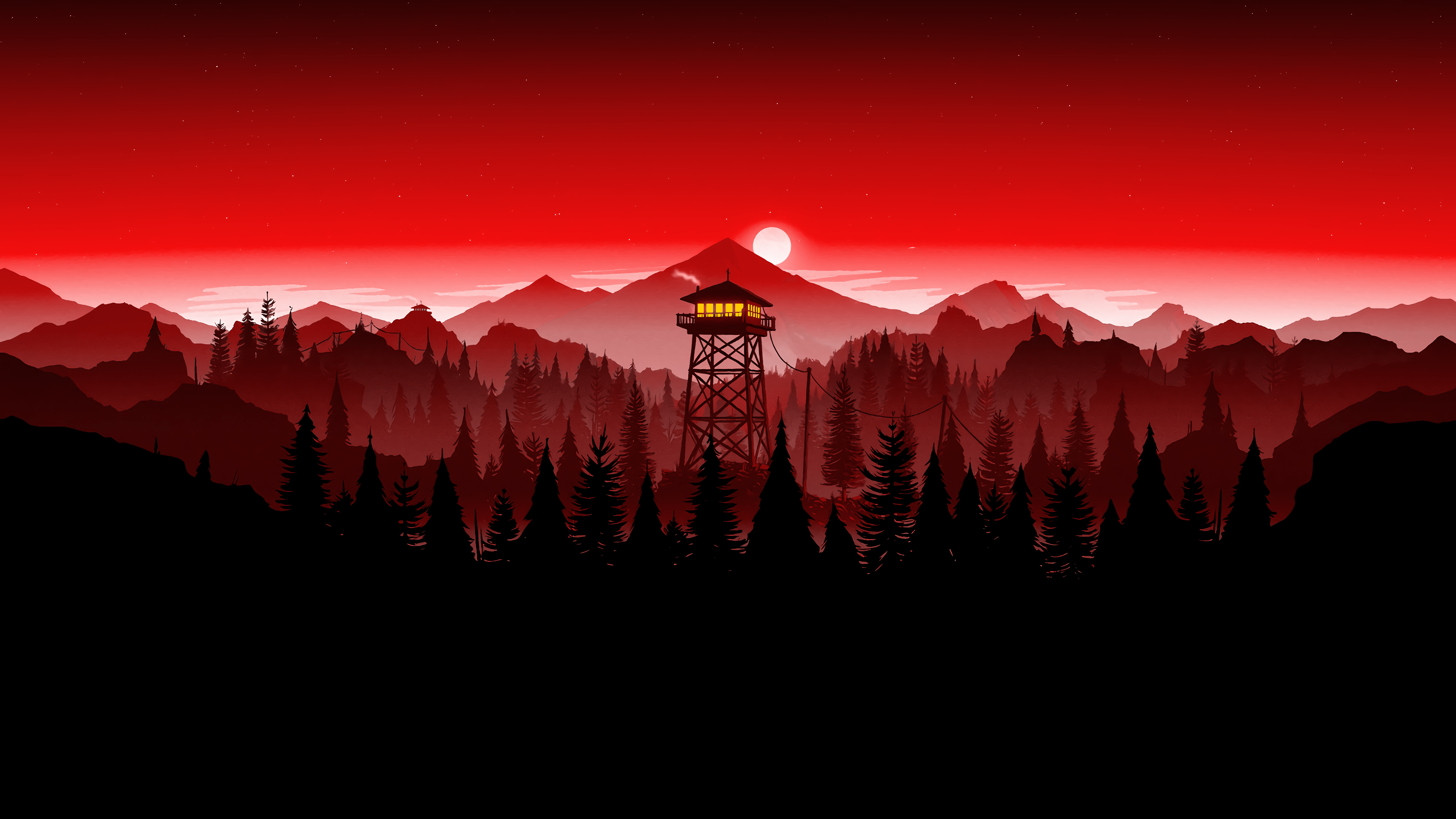 Firewatch Tower Wallpaper (Red Edit): Firewatch
