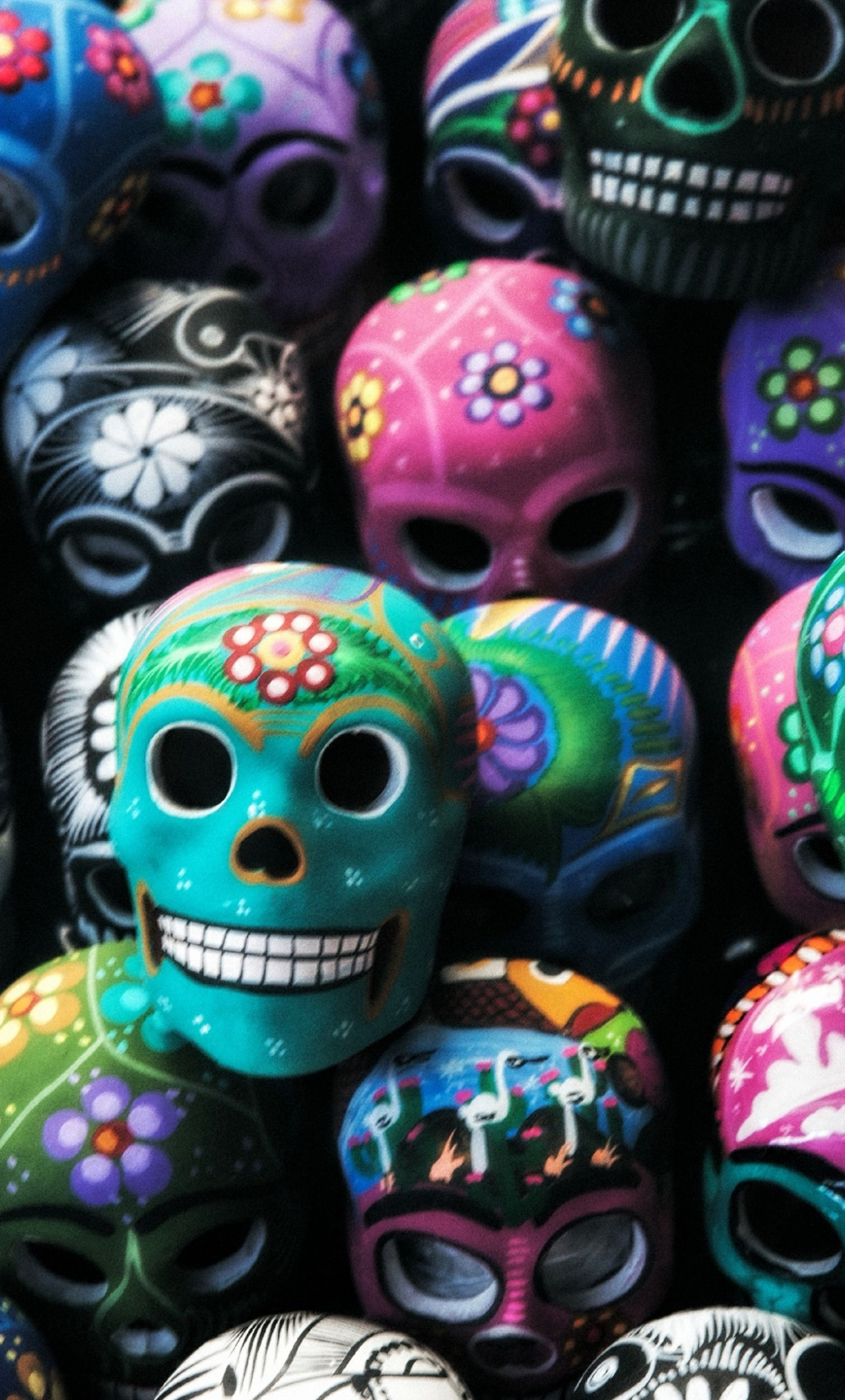 Download 1280x2120 wallpaper mexican art, colorful skulls, iphone 6 plus, 1280x2120 HD image, background, 25978