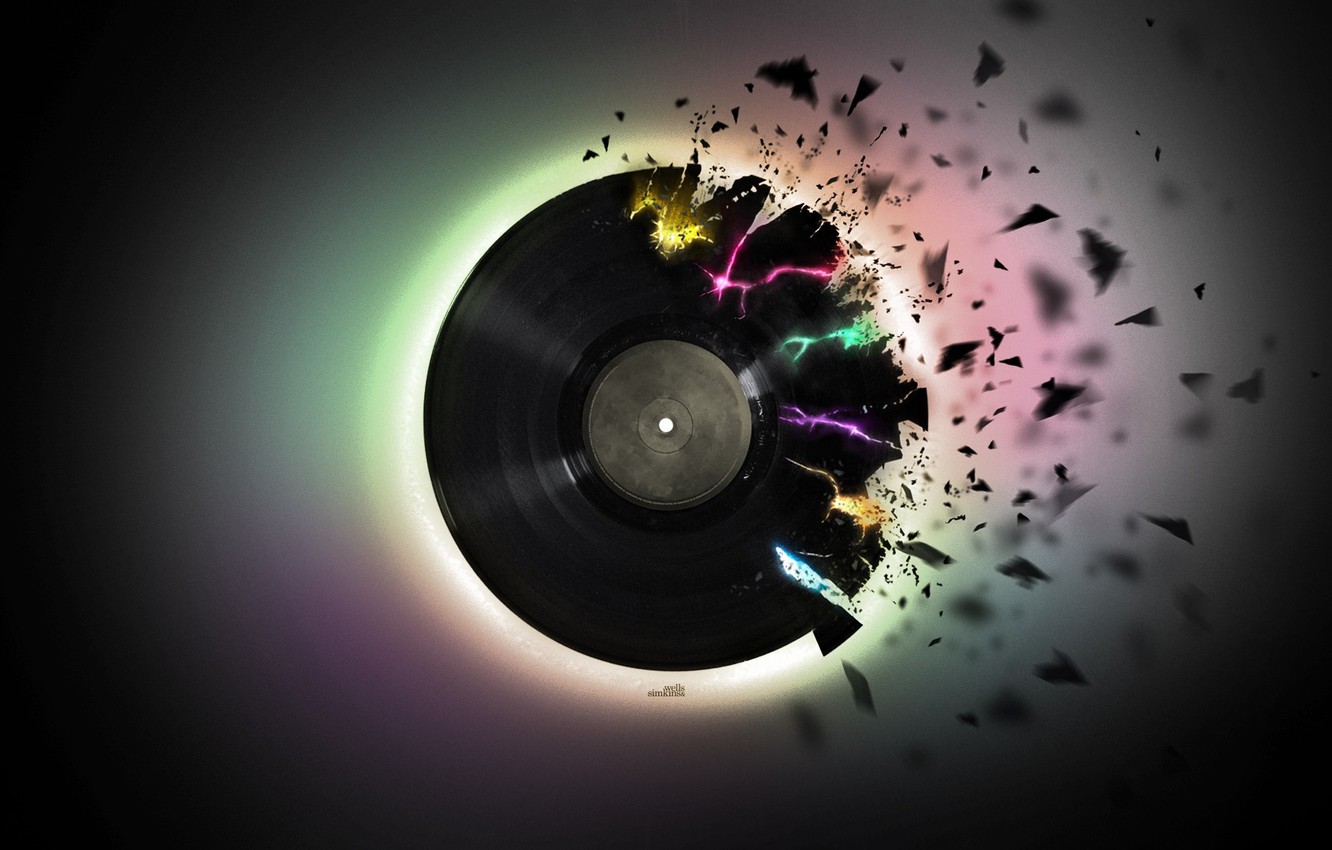 Wallpaper music, black, pieces, vinyl, record image for desktop, section стиль