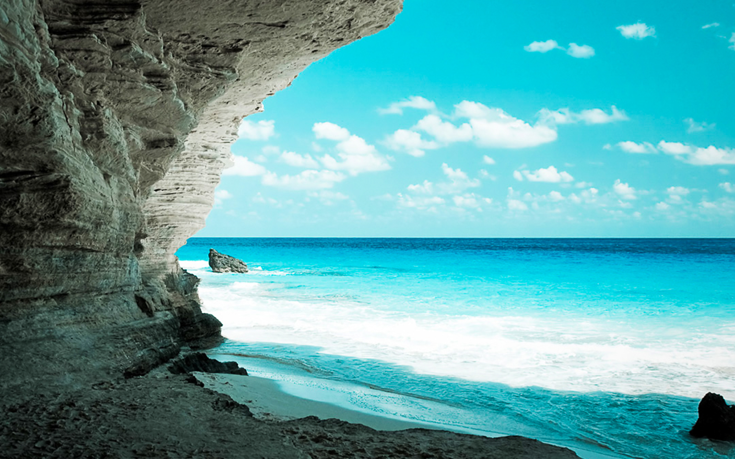 Blue Sea Cave 2560x1600 Resolution HD 4k Wallpaper, Image, Background, Photo and Picture