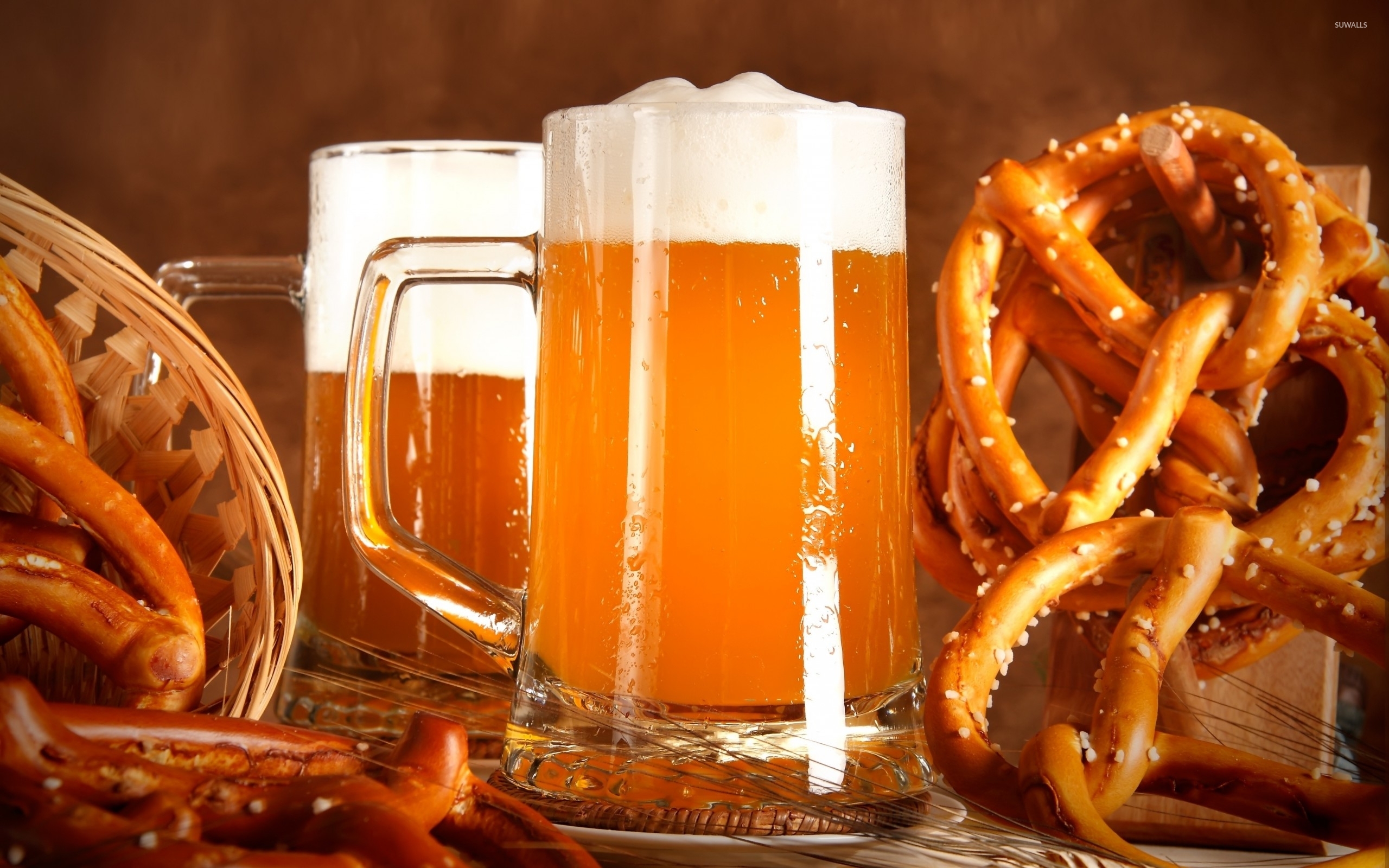 Beer and pretzels wallpaper wallpaper