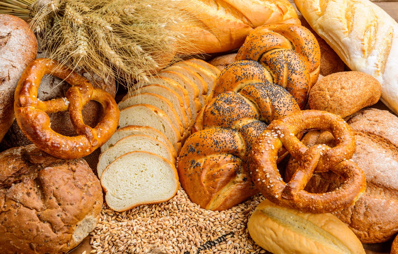 Wallpaper wheat, rye, bread, ears, cakes, grain, loaves, pretzel image for desktop, section еда