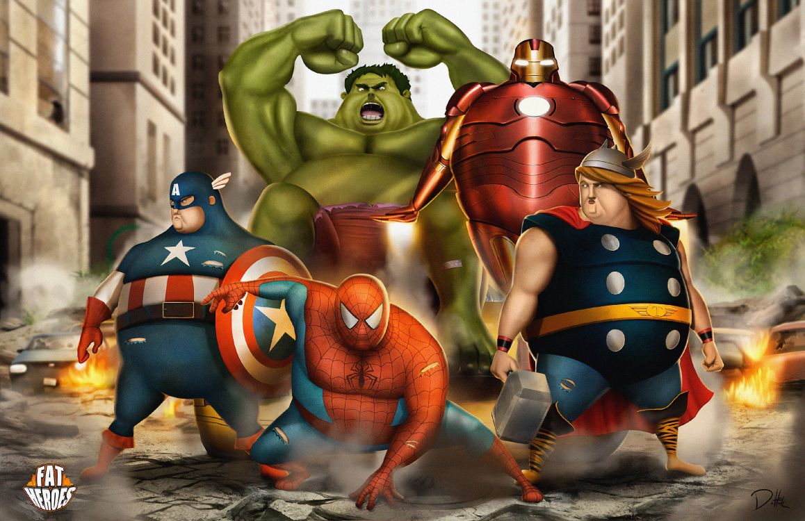 Wallpaper Fat Heroes, Superhero, Hero, Character, Marvel Comics, Background Free Image