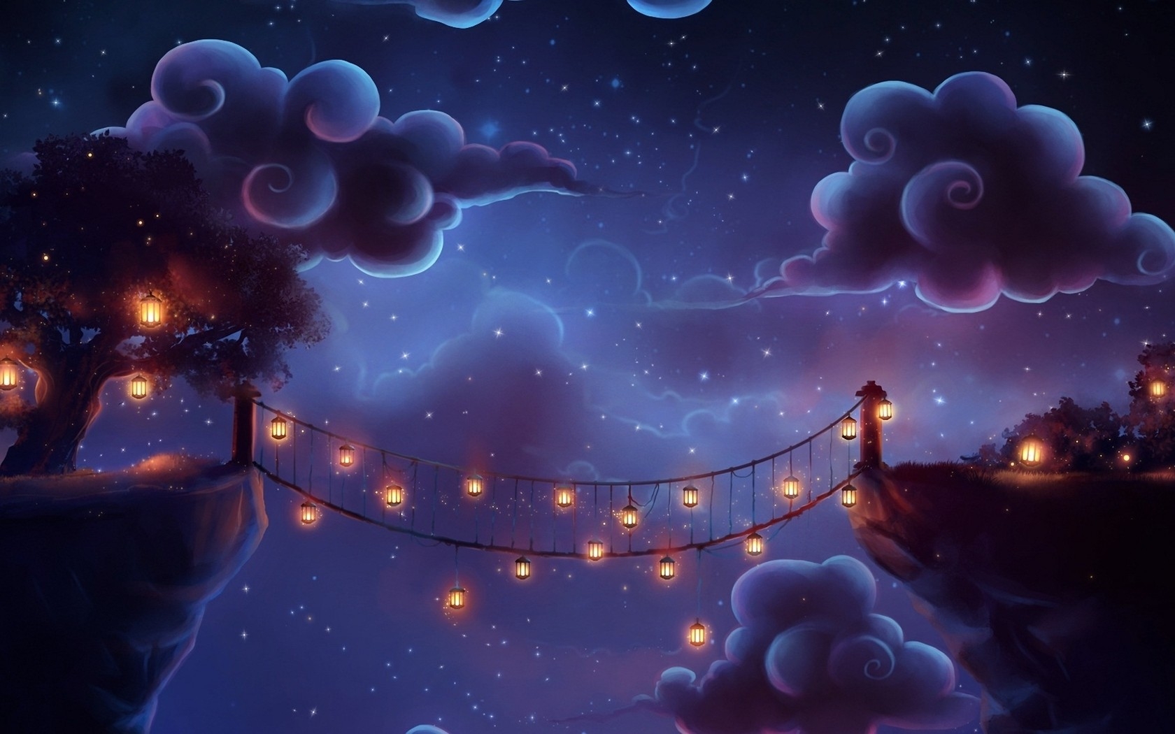 Download Wallpaper, Download abstract clouds night bridges animated cartoonish 1680x1050 wallpaper Wallpaper –Free Wallpaper Download