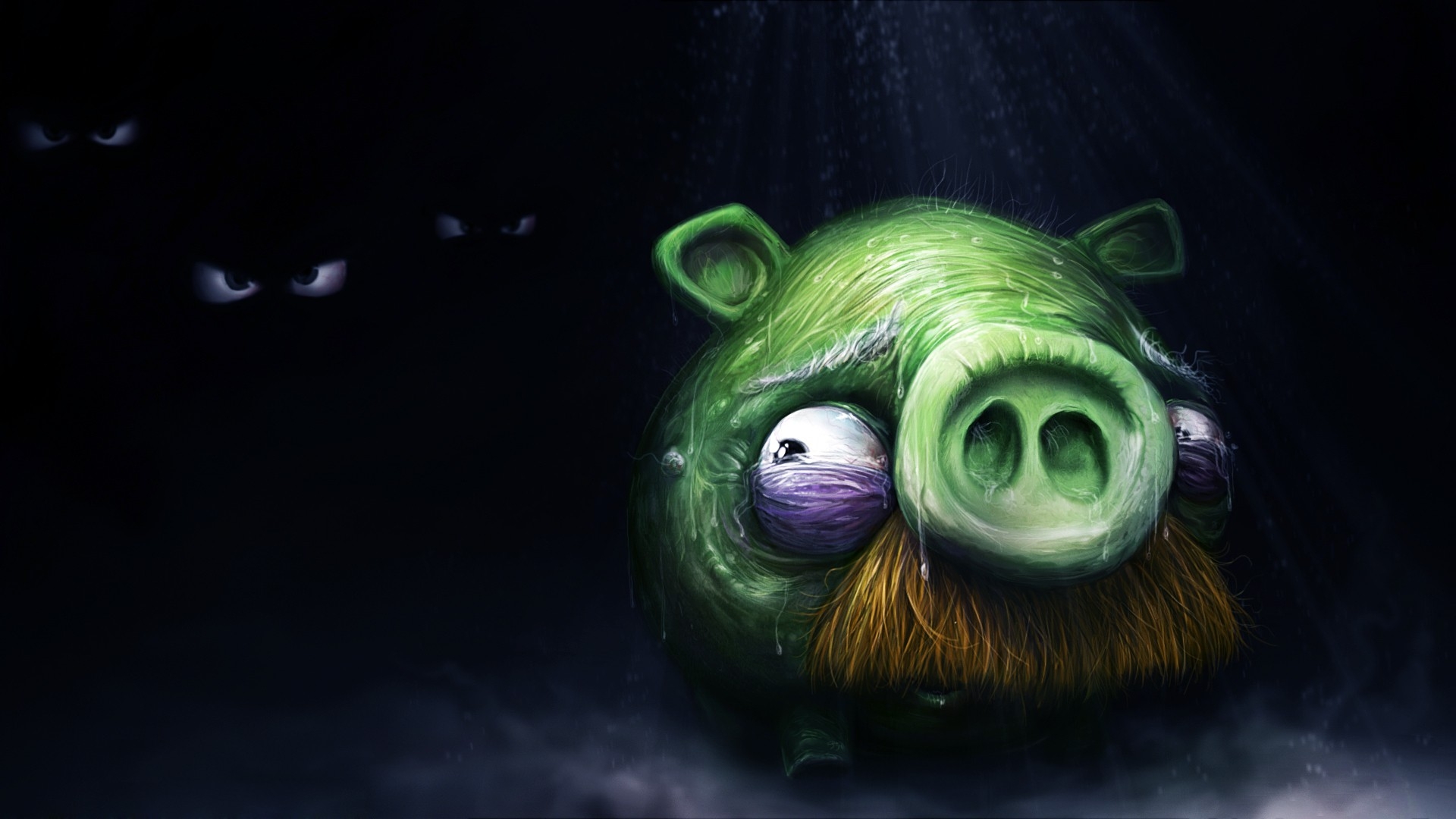 Download Wallpaper, Download 1920x1080 green video games old cartoonish darkness moustache artwork angry birds games pig scared 1920x108 Wallpaper –Free Wallpaper Download