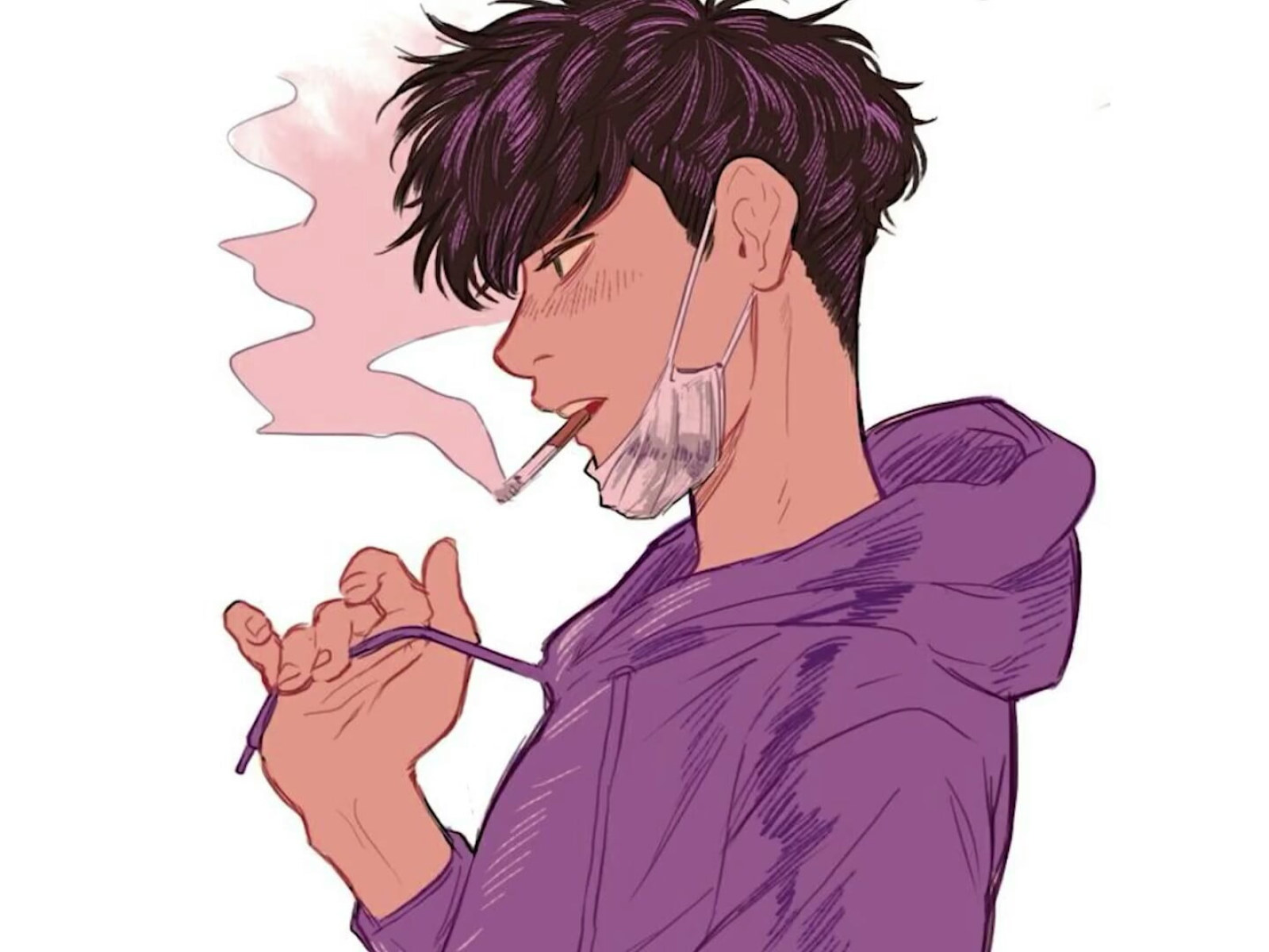 Cool Wallpaper Aesthetic Anime Art Anime Guy Anime Boy Smoking Hoodie • Wallpaper For You