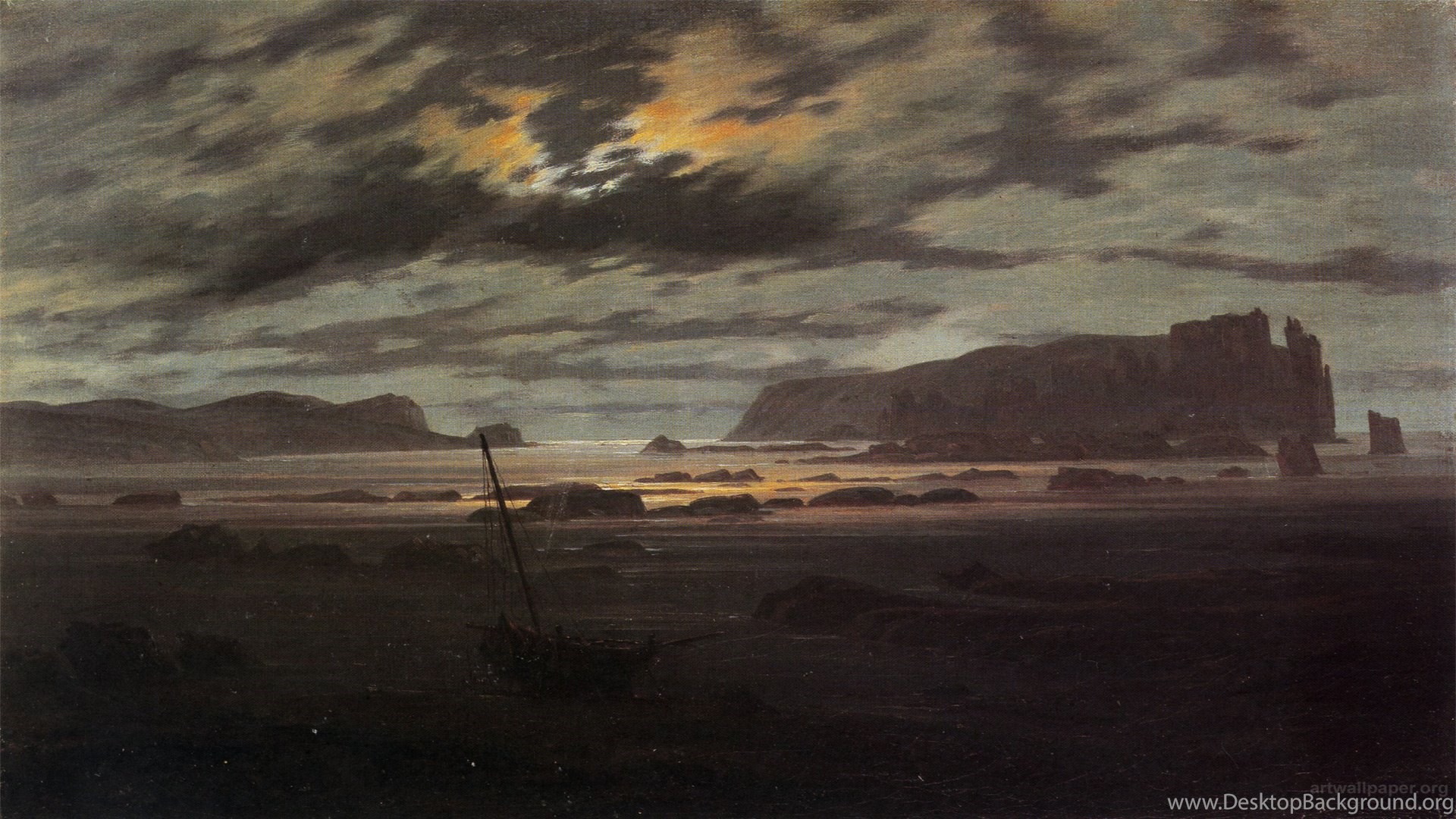 Wallpaper Caspar David Friedrich Nordic Sea In The Moonlight. Desktop Background
