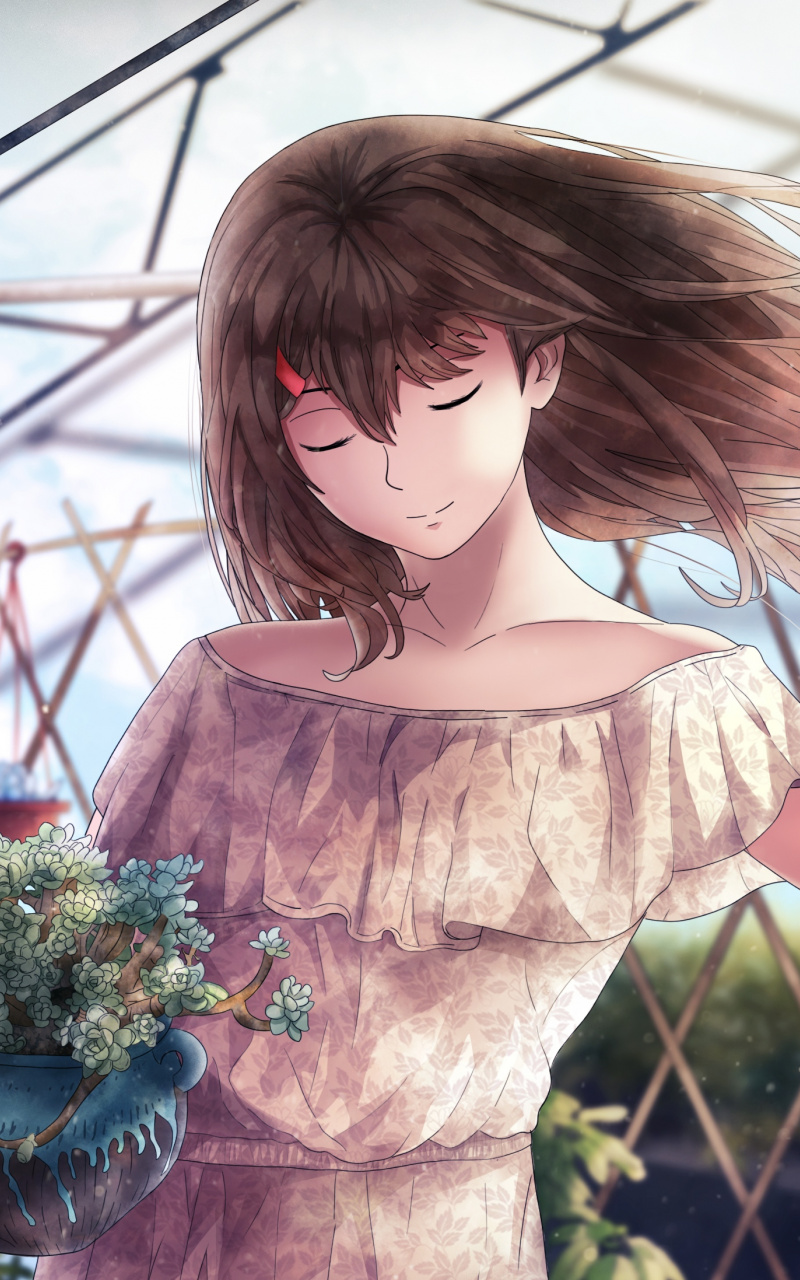 Download Gardening, , Beautiful, Anime Girl Wallpaper, 800x1280, Samsung Galaxy Note GT N7000, Meizu MX 2