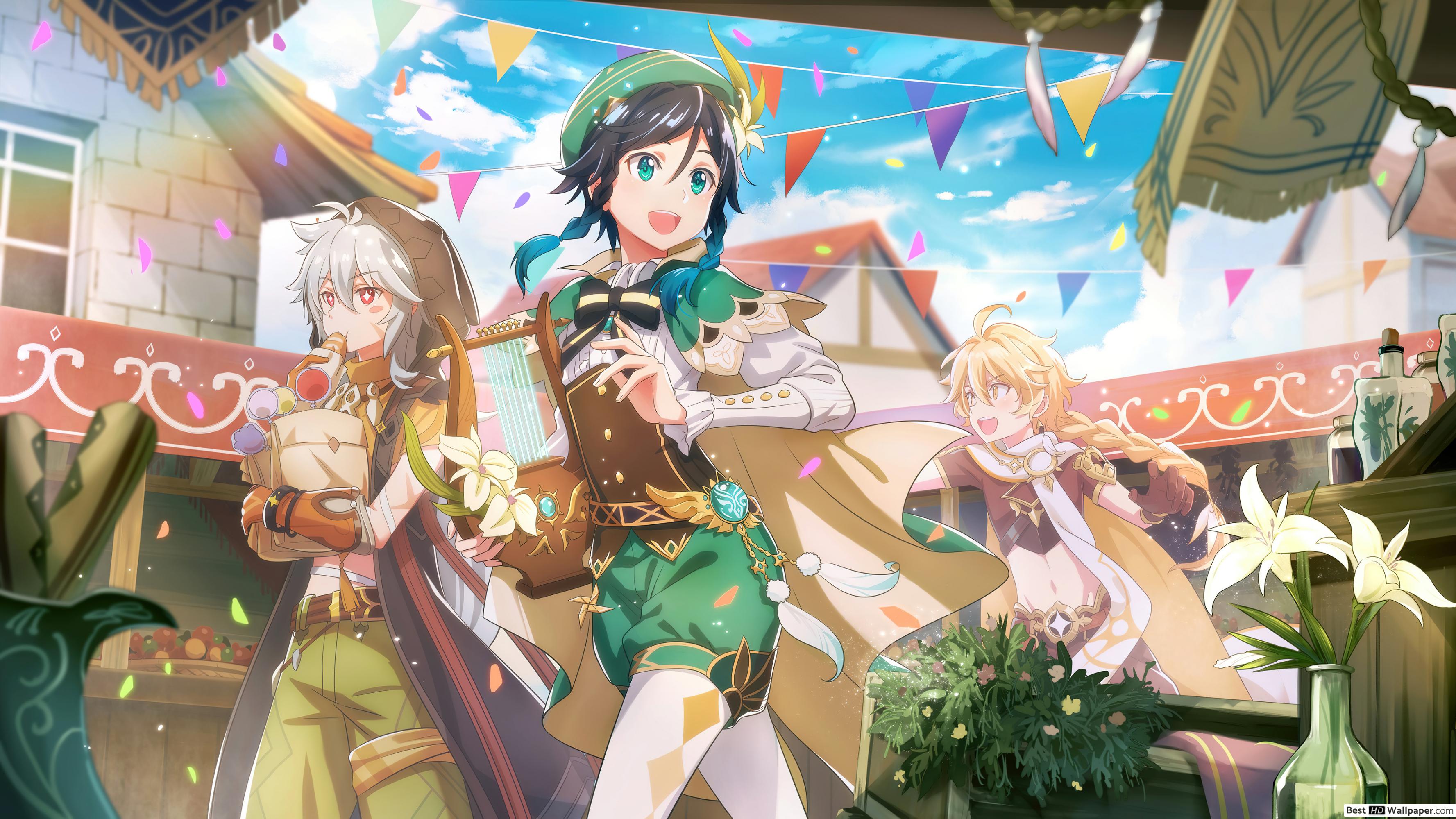 Venti with Aether & Razor Impact (Anime Video Game) HD wallpaper download