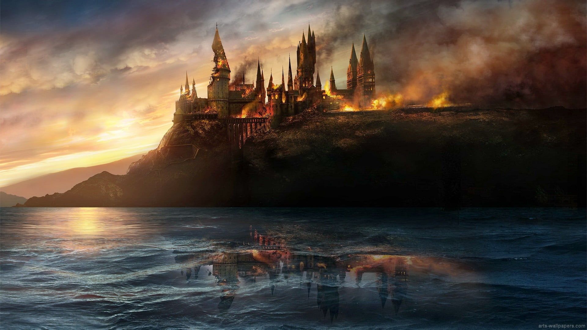 burning castle wallpaper Harry Potter #Hogwarts battle at hogwarts P # wallpaper #hdwallp. Wallpaper harry potter, Harry potter, computador