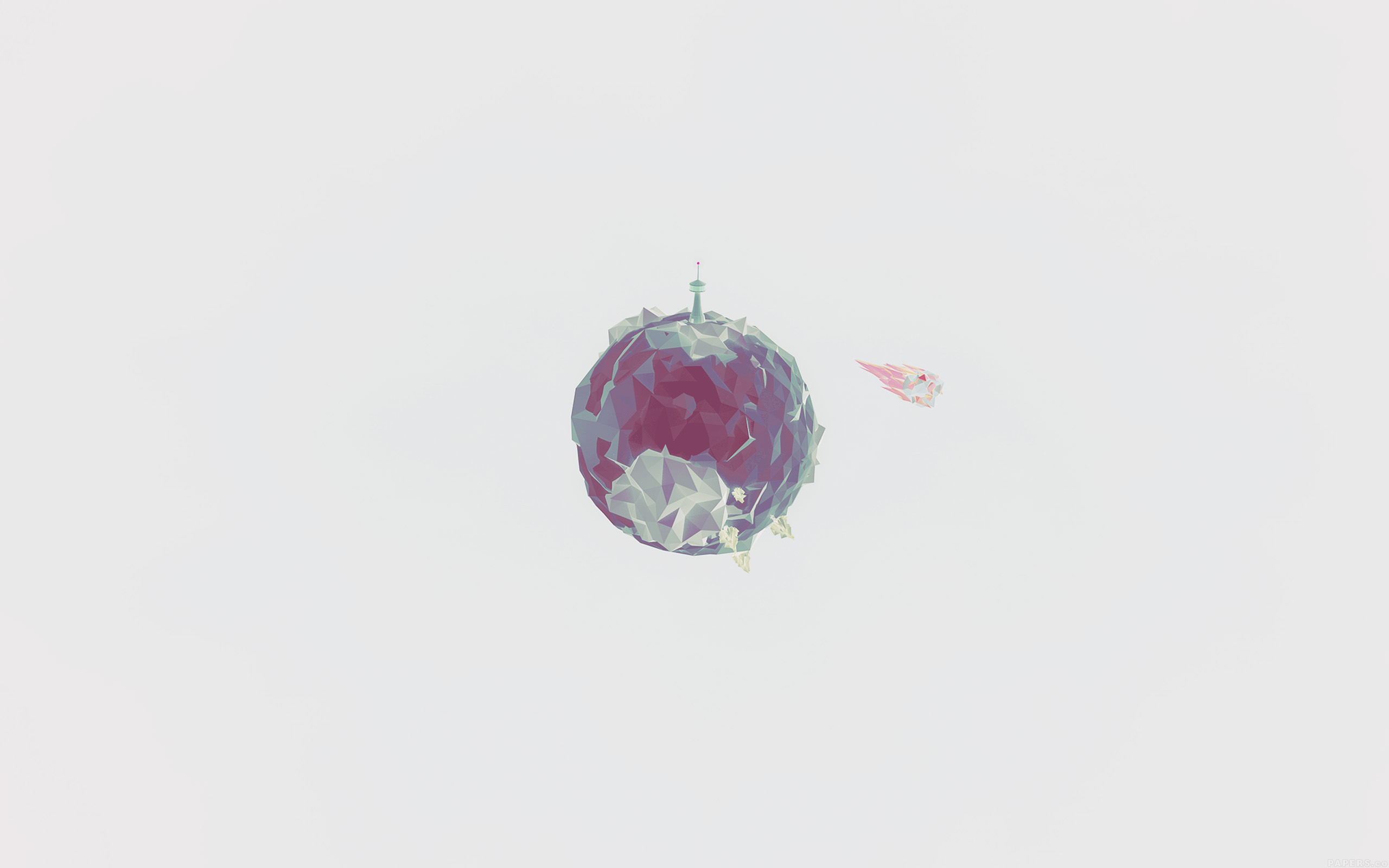 Polygon Planet Cute Minimal Simple Art White Wallpaper