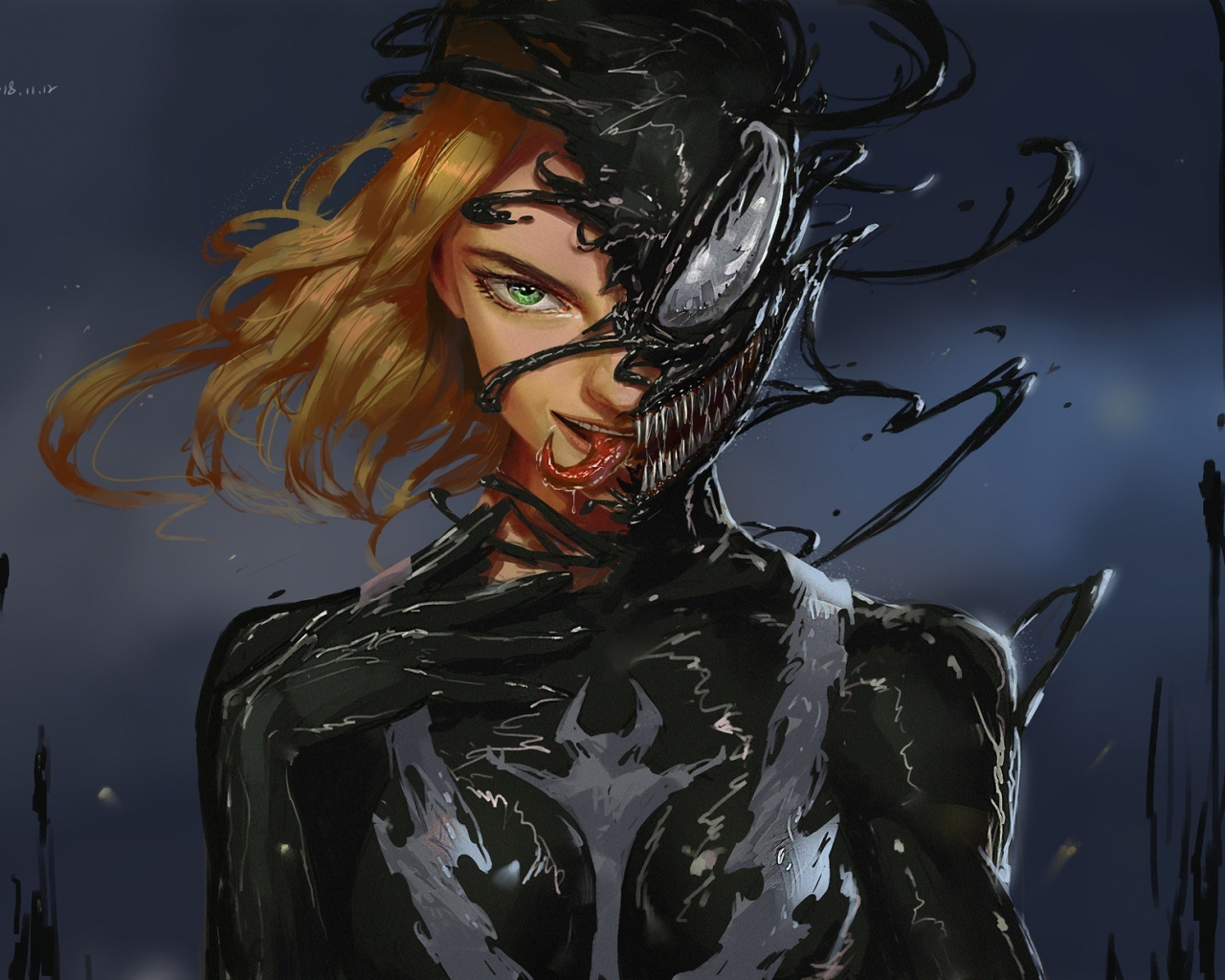 Download 1280x1024 wallpaper woman venom, villain, art, standard 5:4, fullscreen, 1280x1024 HD image, background, 15893