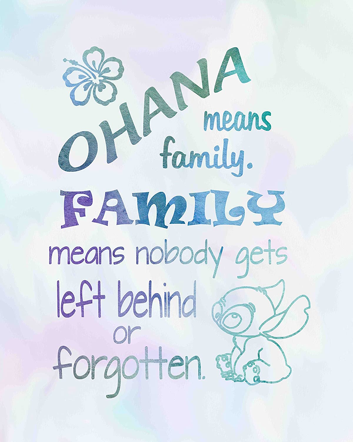 Ohana Means Family by Lilo and Stitch Poster Print Photo Quality in USA Inspired Art Print -Frame not