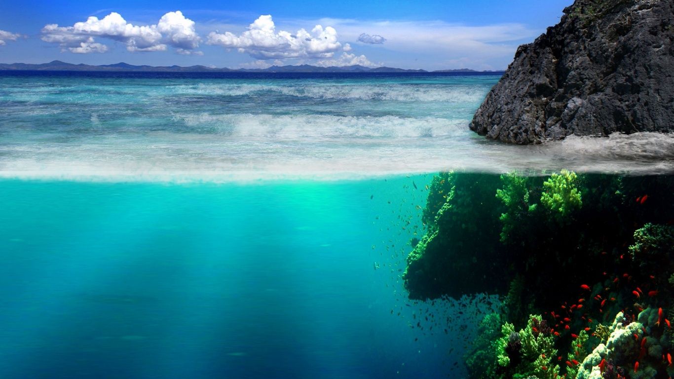 Underwater in 1366x768 resolution. Ocean landscape, Landscape wallpaper, Scenery wallpaper