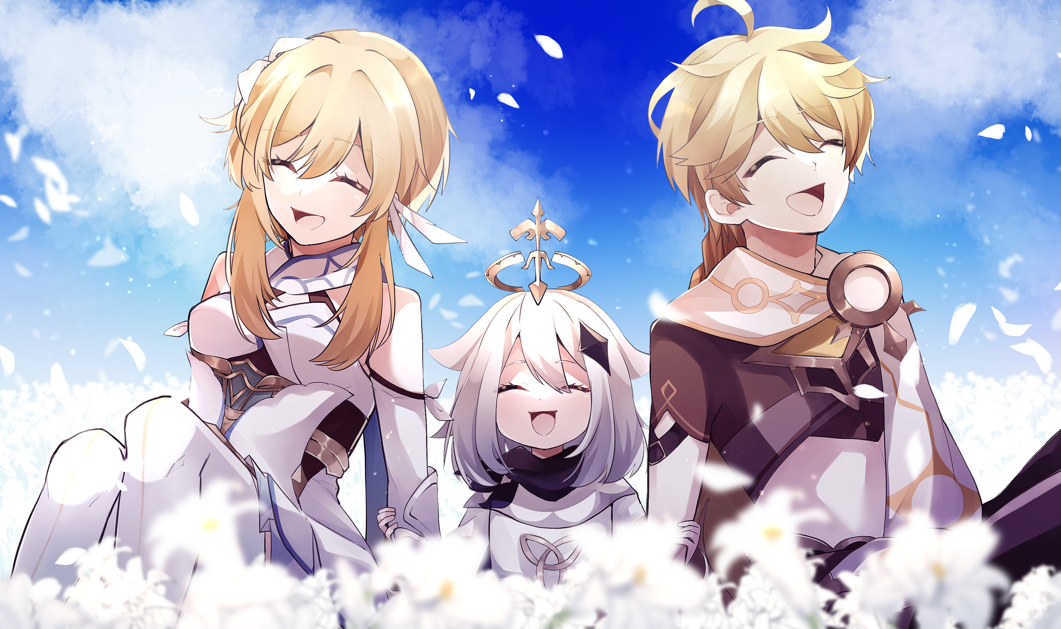Aether, Lumine and Paimon (Genshin Impact) HD Wallpaper