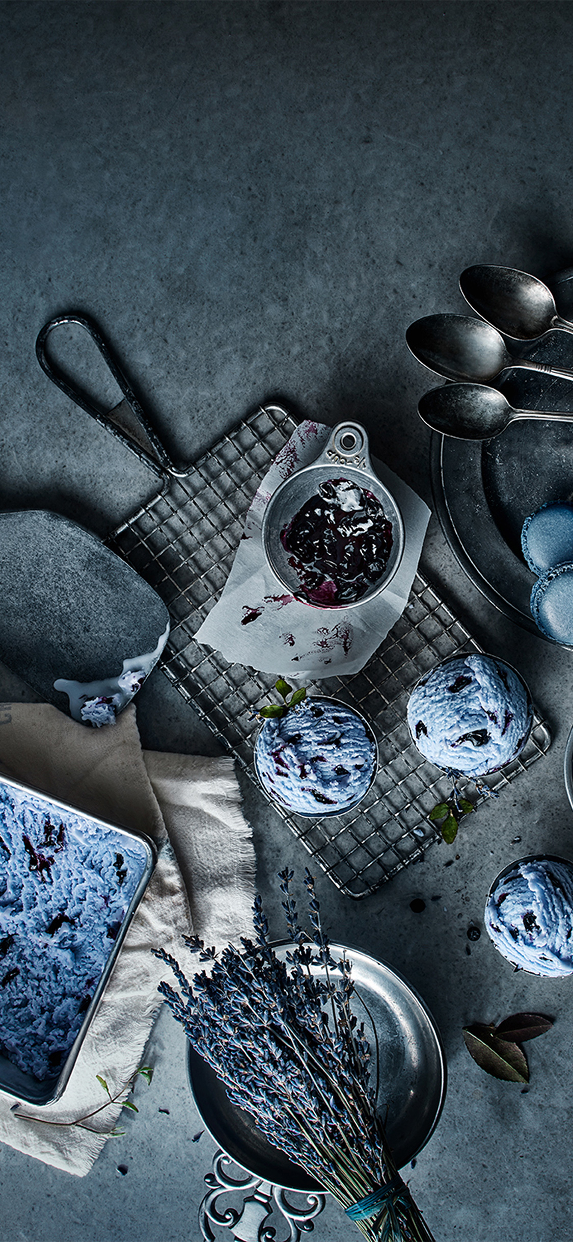 Food Love Blue Table Illustration Art Wallpaper