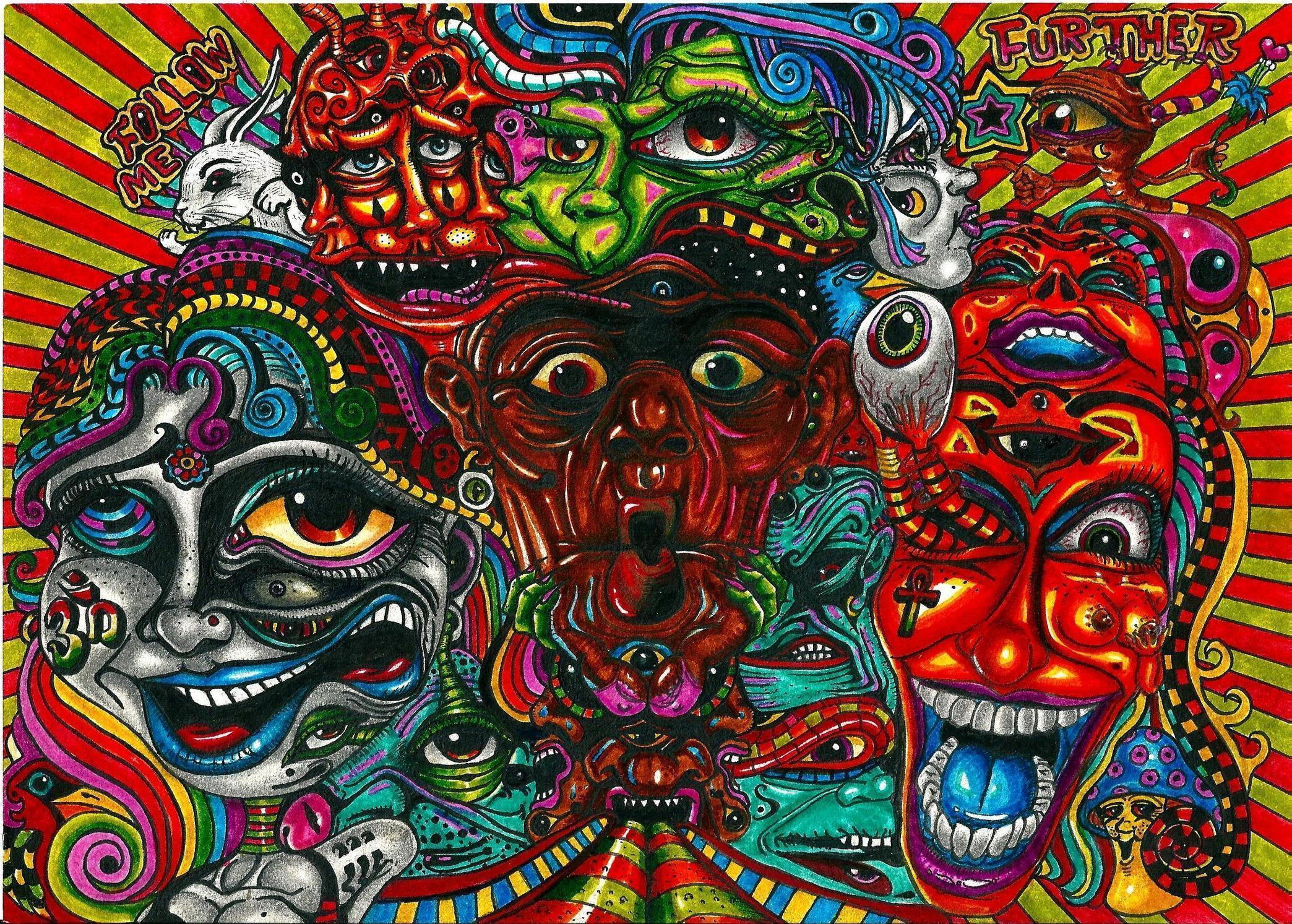 acid trip pics - trippy acid drawings