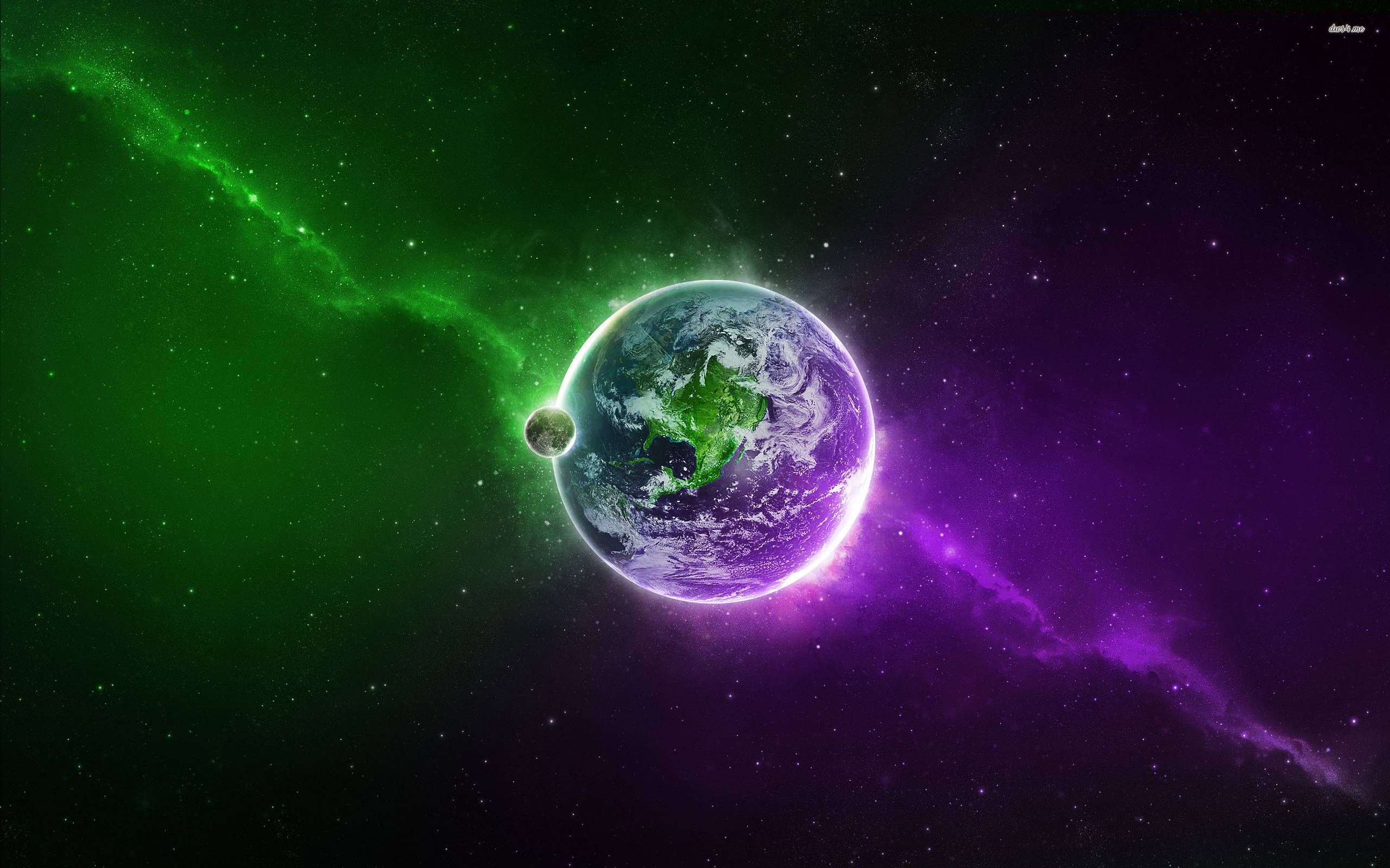 Green and violet space wallpaper wallpaper
