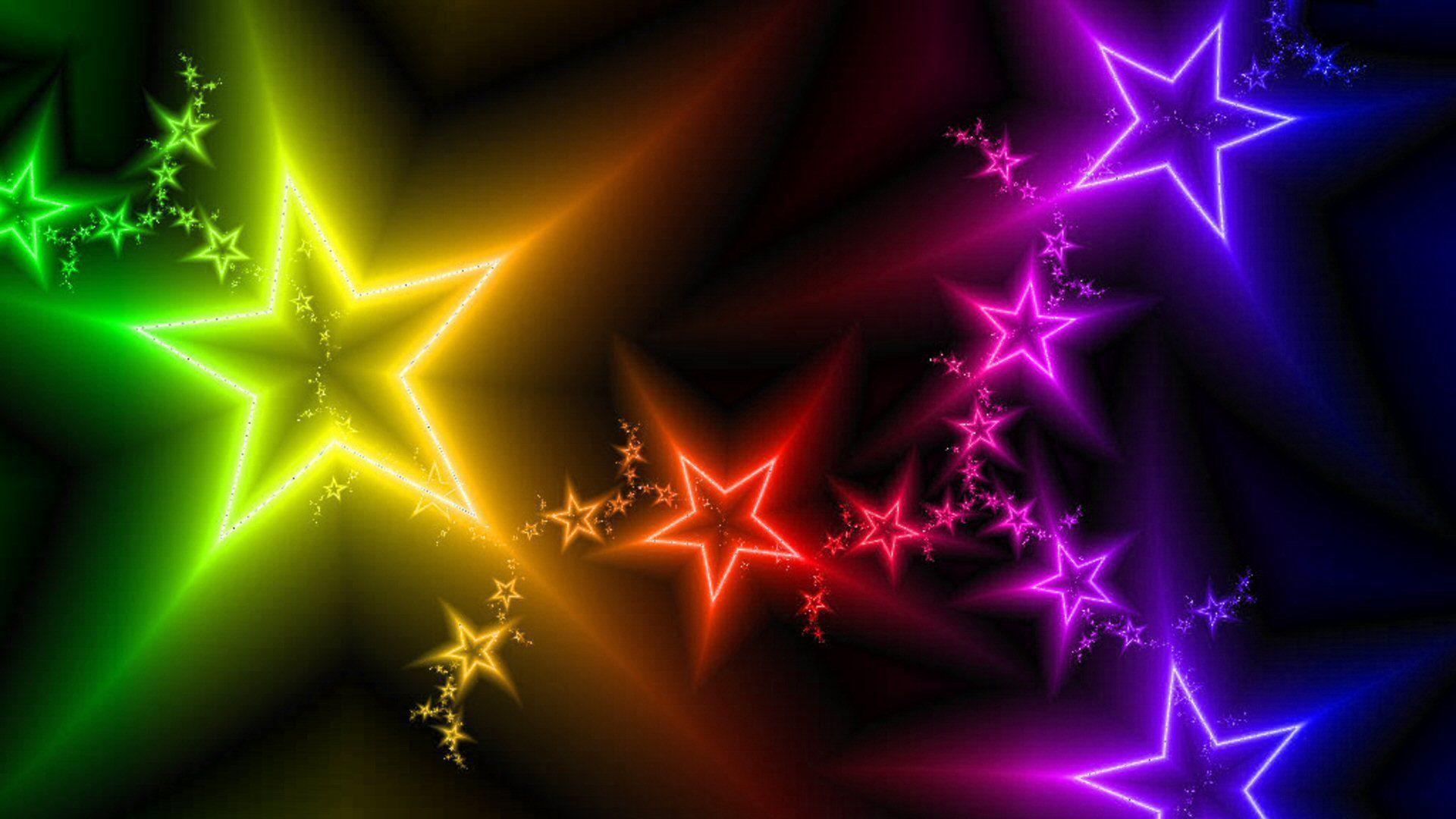 Rainbow Colors Stars Wallpaper Wide or HD