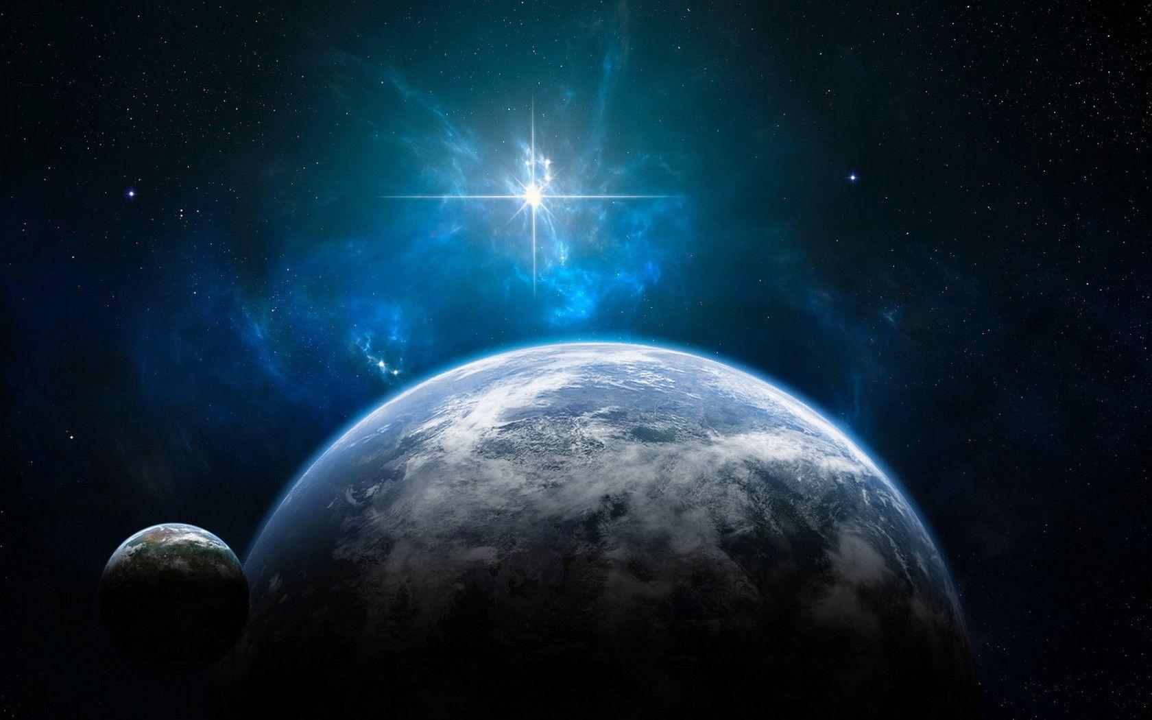 Планеты и сияющая звезда - обои для рабочего стола, картинки, фото