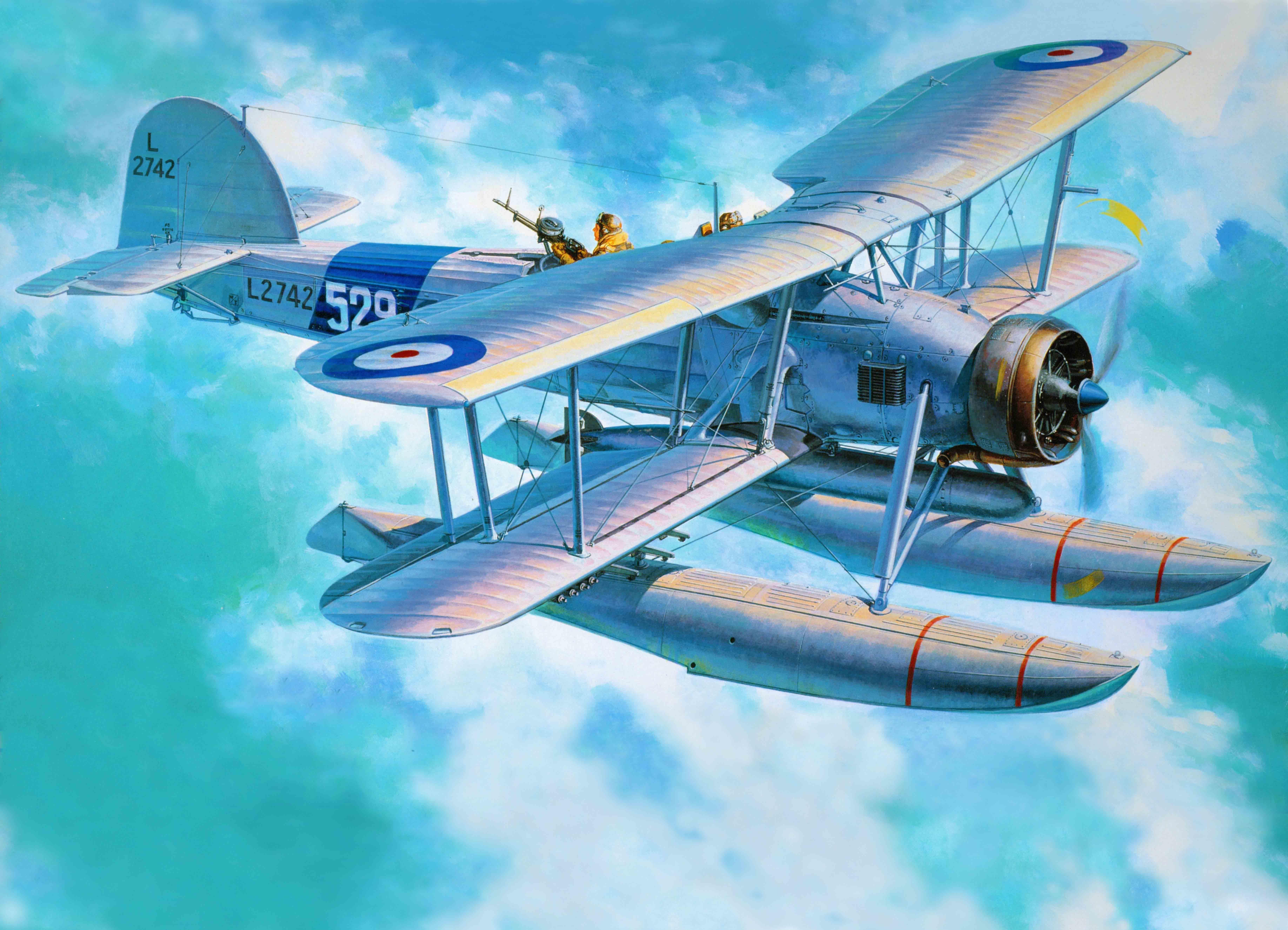 Wallpaper art, airplane, seaplane, fairey swordfish, british