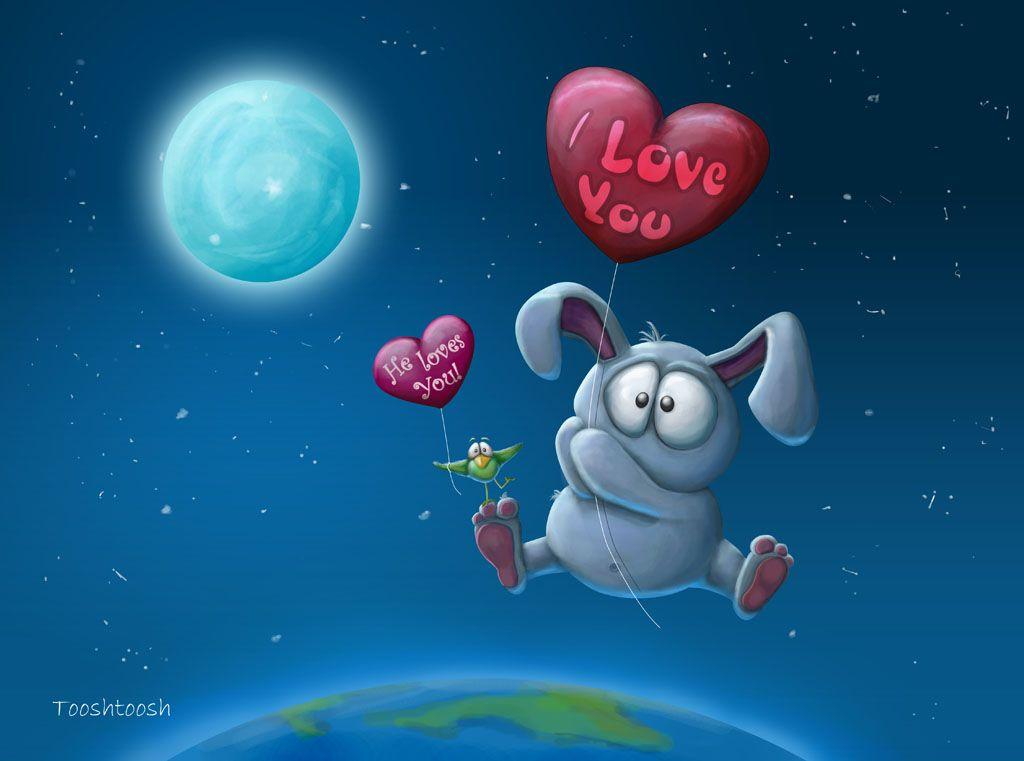 Colorful Bunny In Love Wallpaper HD Picture. HD