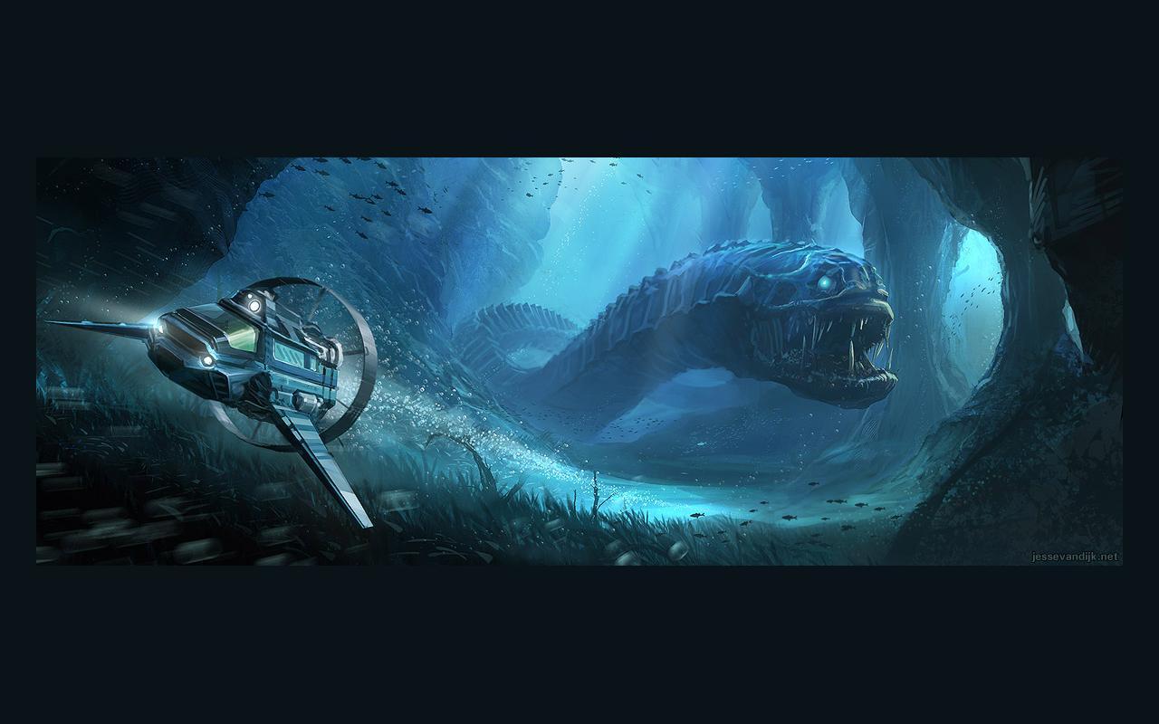 Download Sea Monster Wallpaper 1280x800
