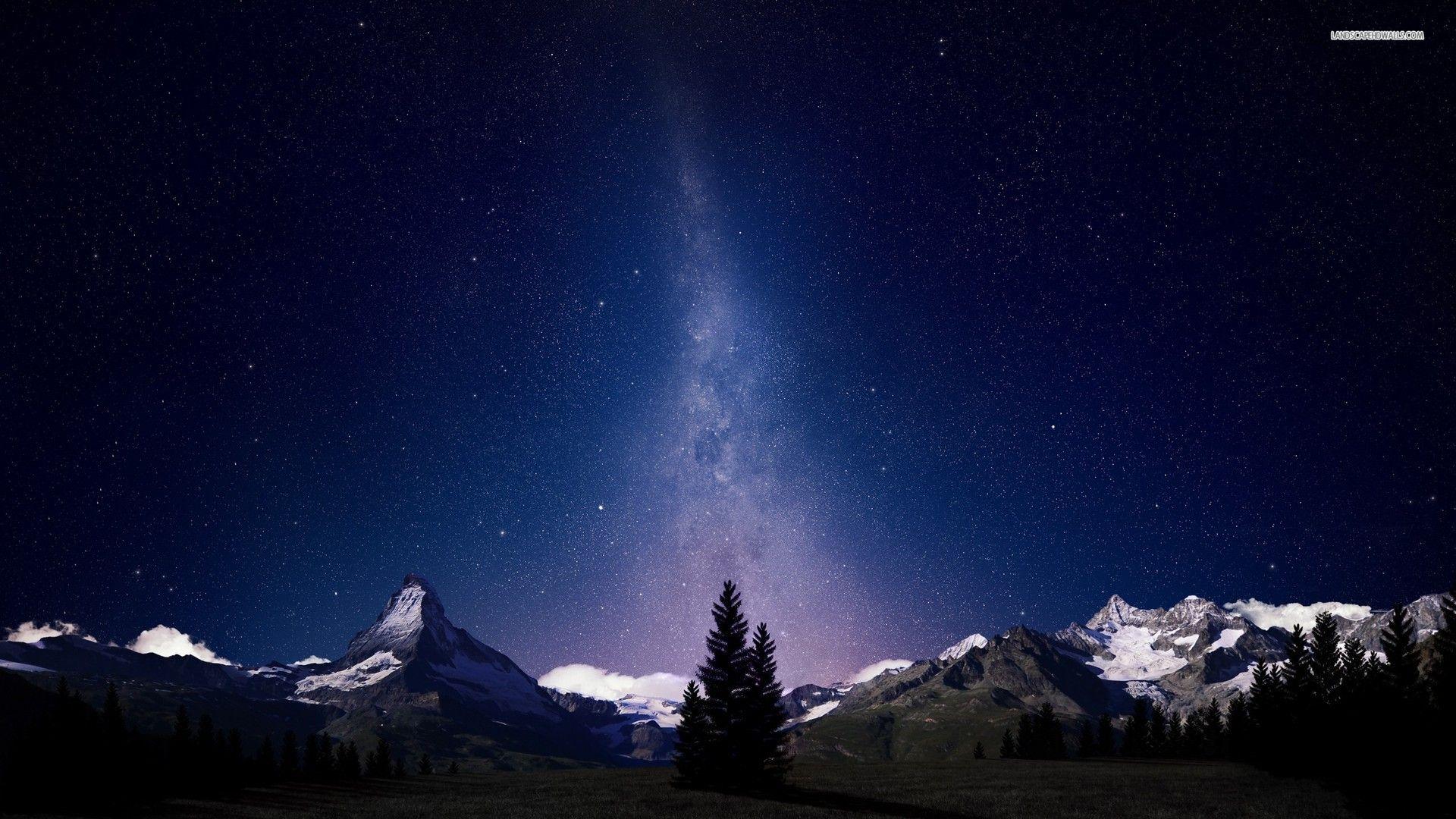 Starry Mountain Sky wallpaper #