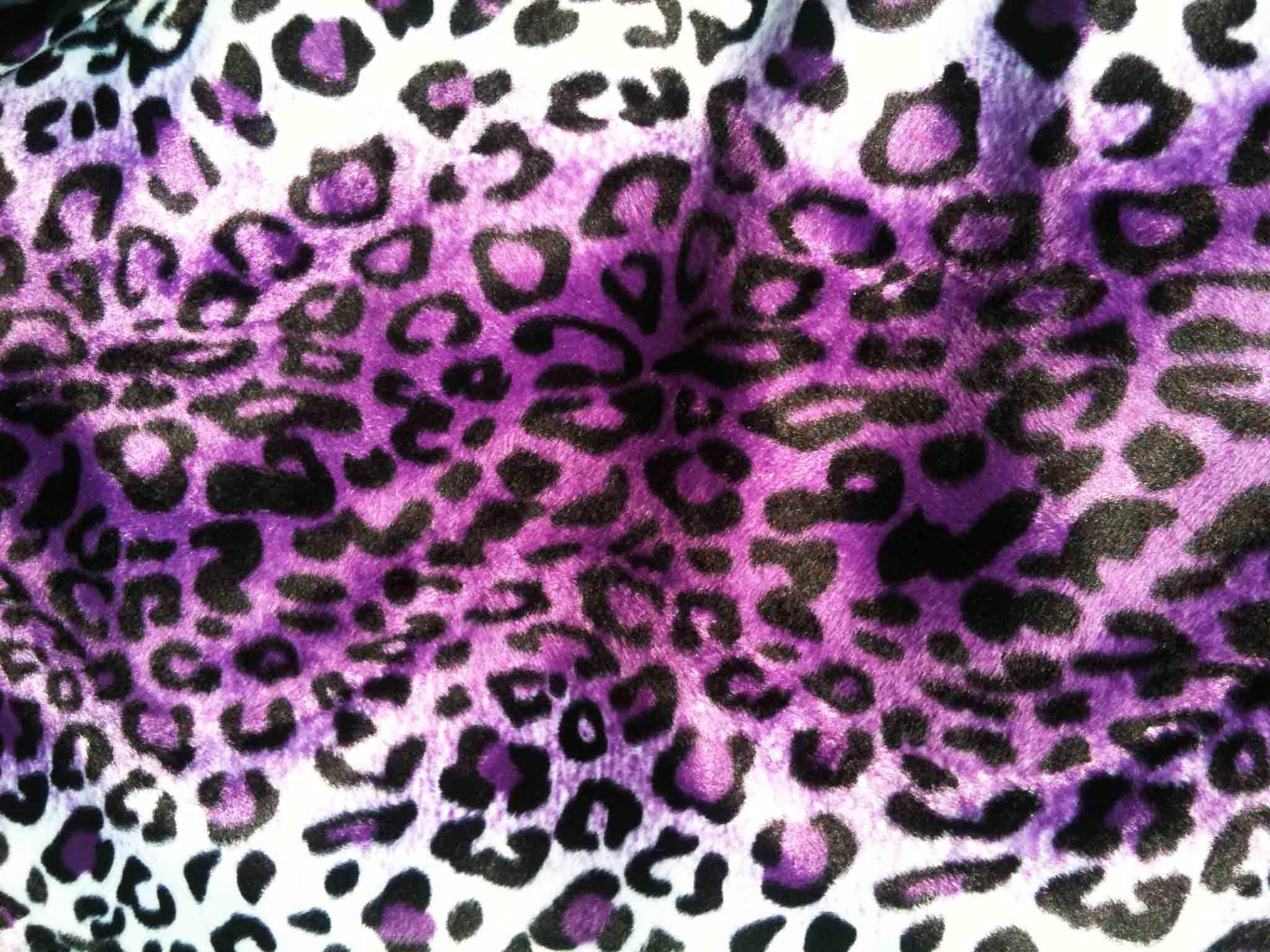 Purple White Leopard Velboa