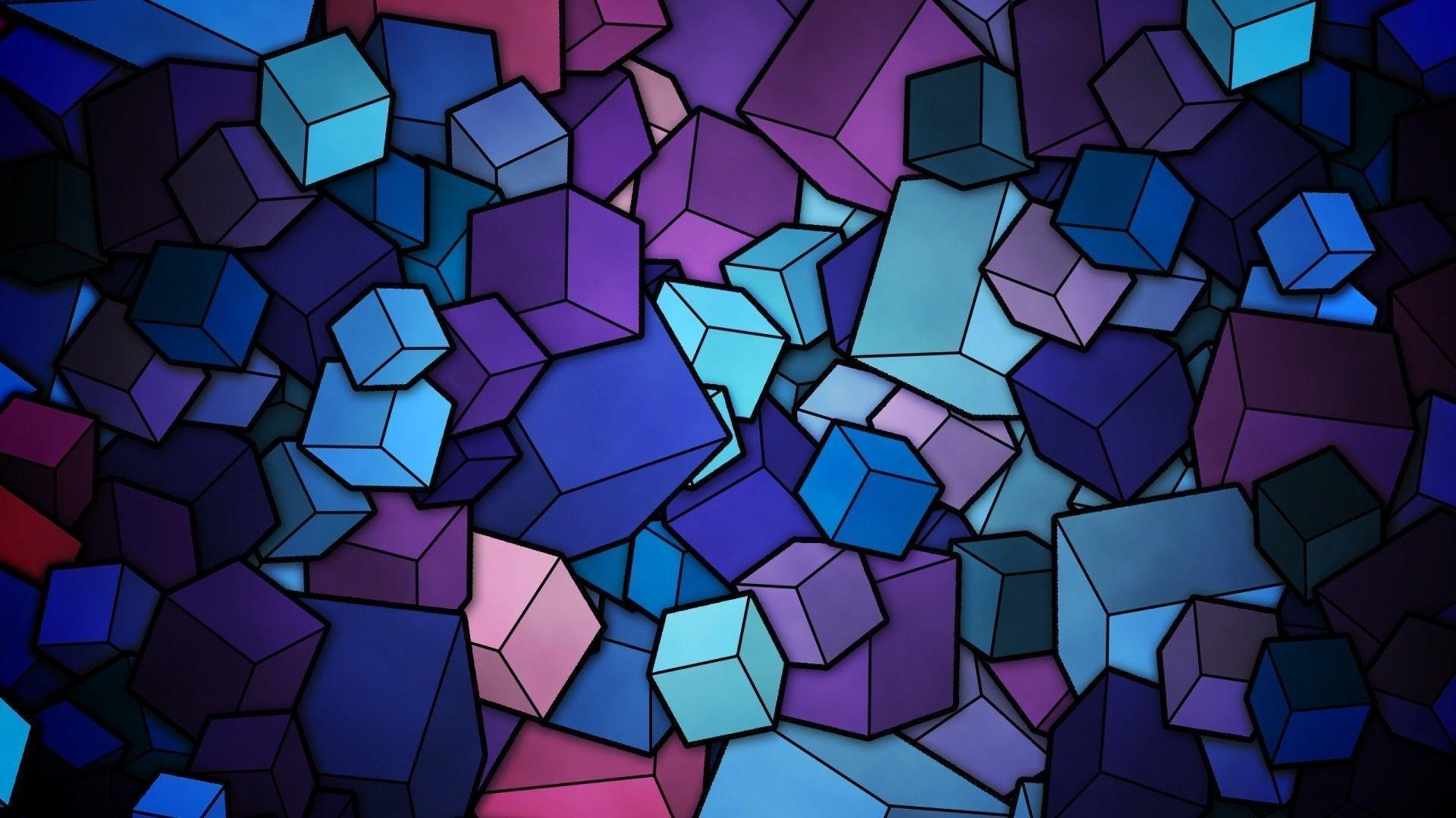 Stained Glass Geometry Cubes HD Wallpapers » FullHDWpp