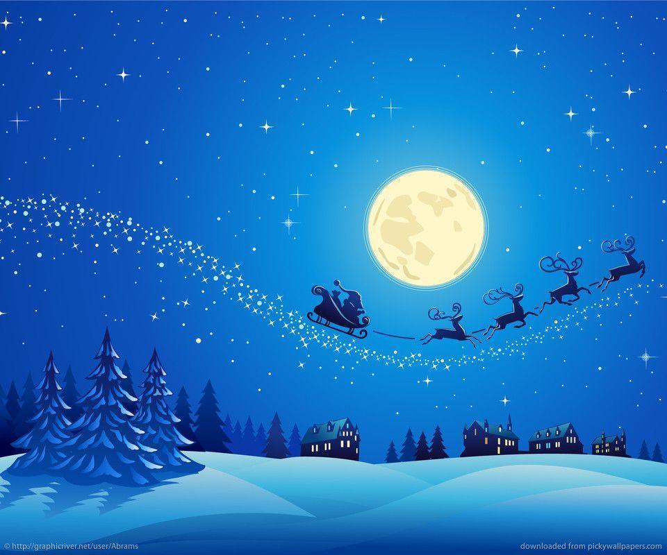 Download Santa Into The Winter Christmas Night 2 Wallpaper