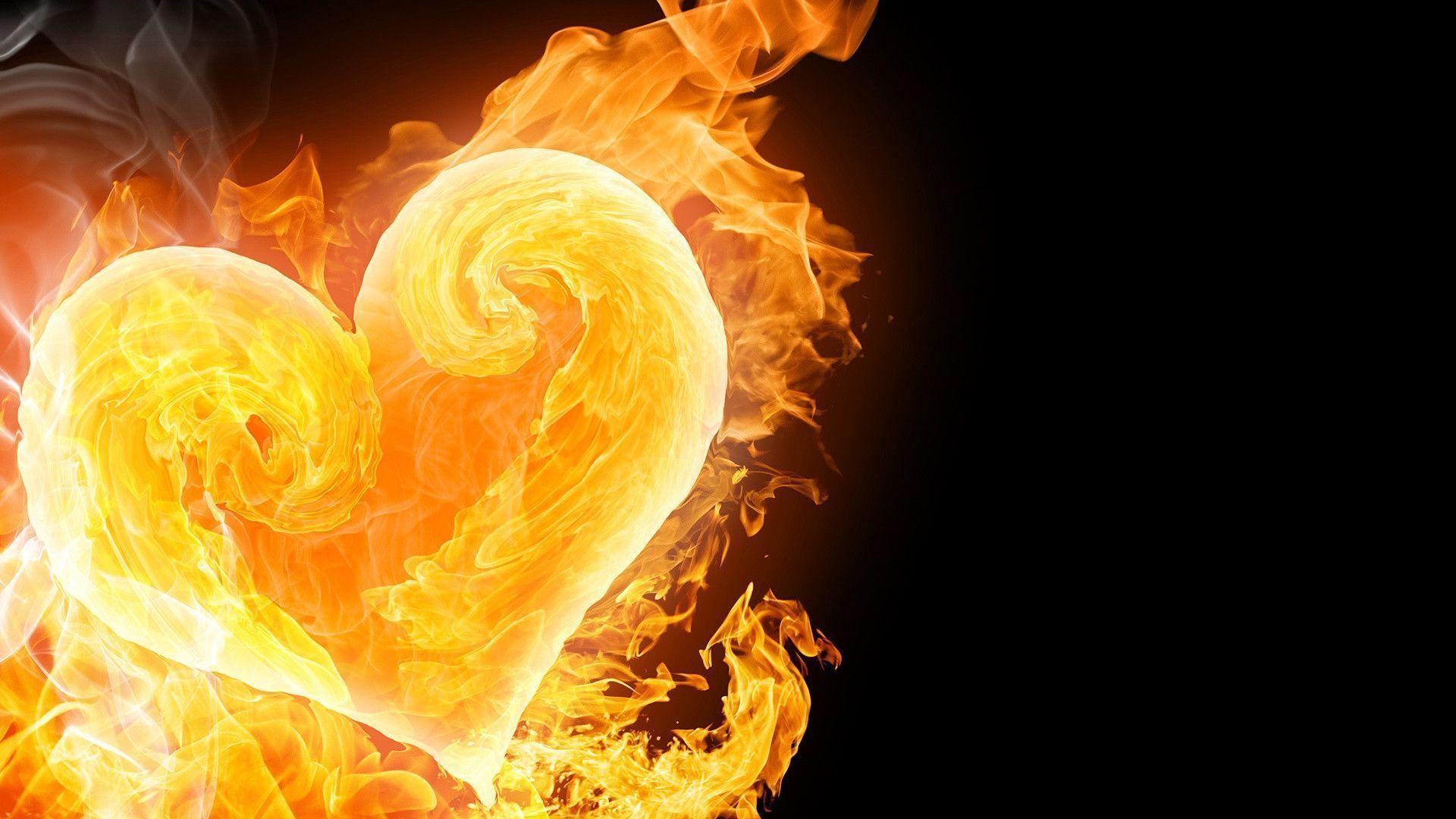 Cool Fire Hearts High Resolution Wallpaper HD