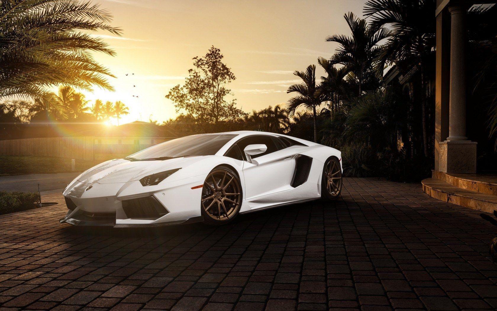 Lamborghini Aventador White Car Tuning Parking HD Wallpaper