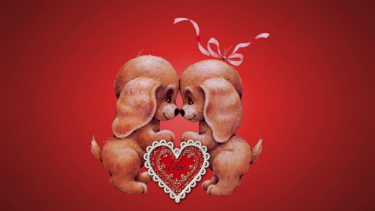 Cute Valentines Day Dogs, Desktop and mobile wallpaper