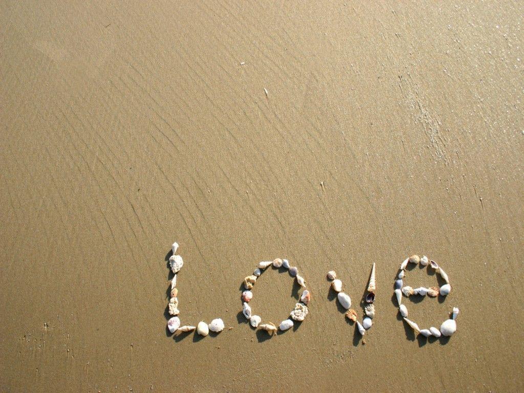 Seashells in the shape of a word love