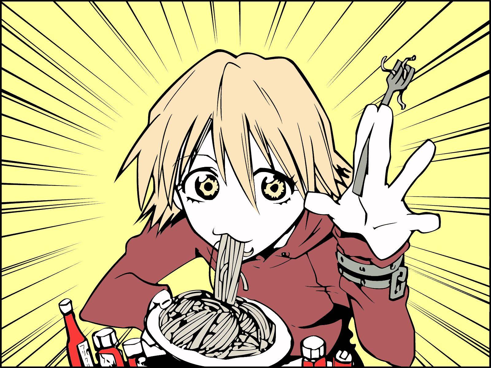 Haruka Haruhara Eating Noodles Wallpaper Image featuring
