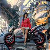 Girl Motorcycle Streets Art Wallpapers