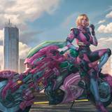 Cyberpunk Girl Futuristic Motorcycle Wallpapers