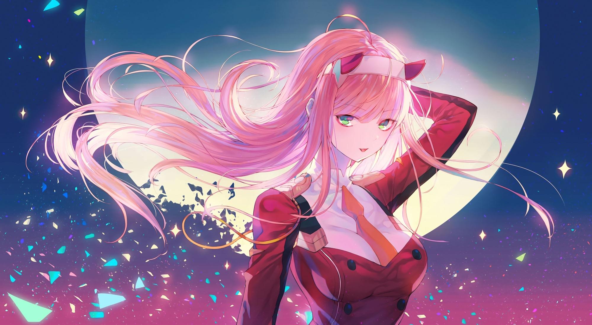 Download 2000x1100 Darling In The Franxx, Zero Two, Pink
