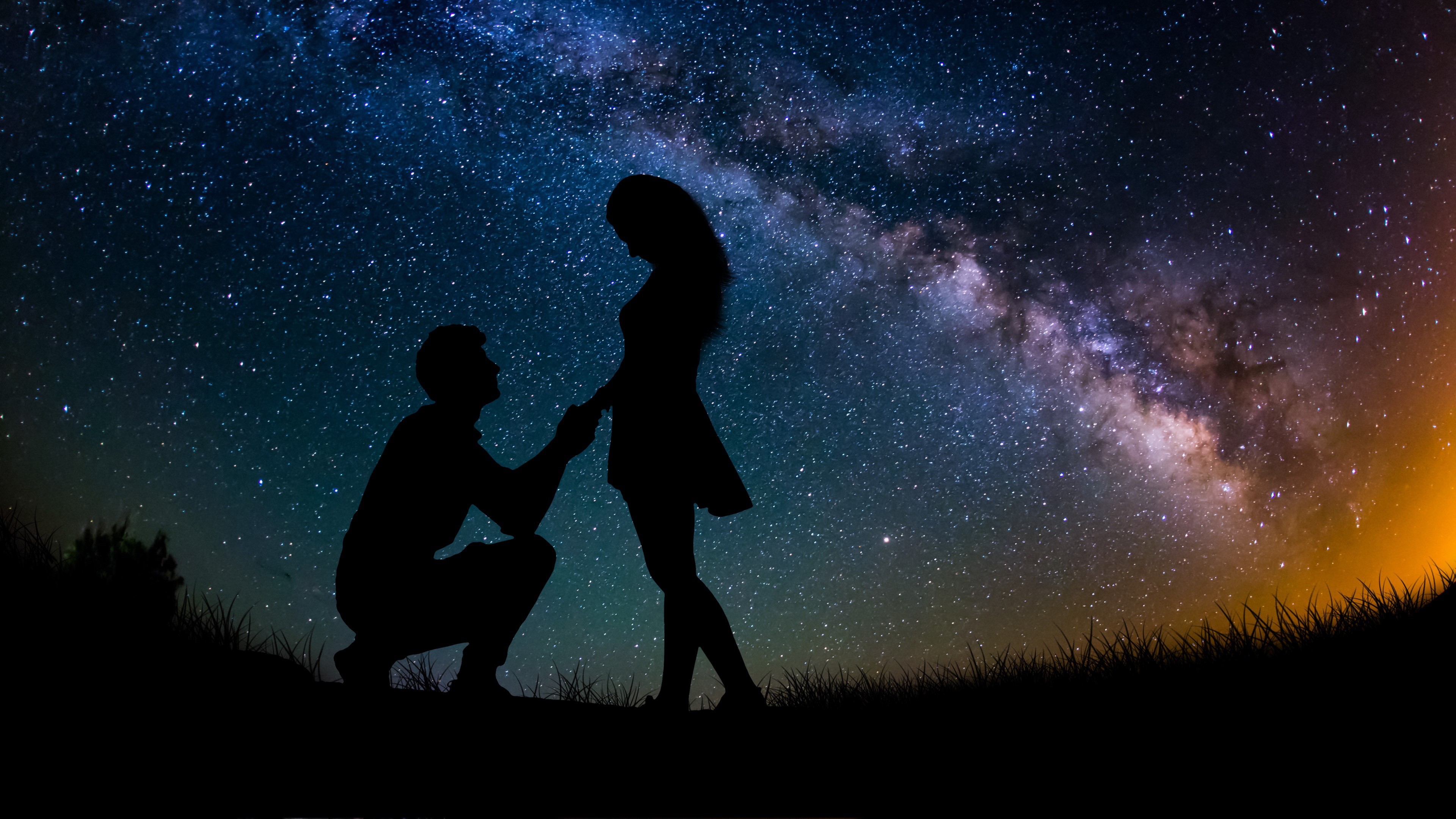 Love Proposal in Milky Way Photo Wallpaper for Desktop